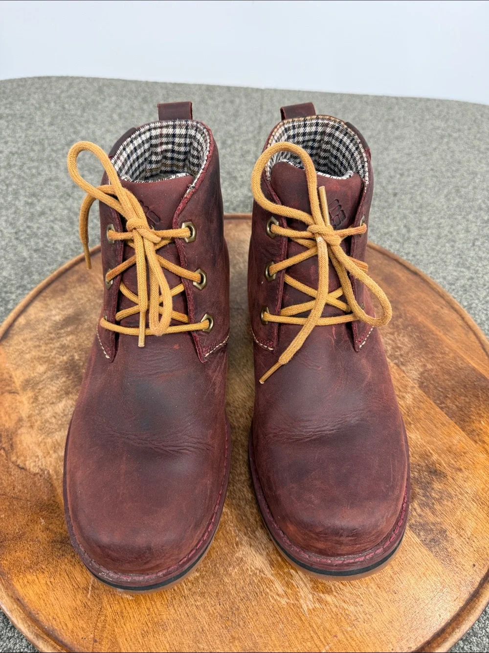 Columbia Boots Mens 7 Chinook Chukka Waterproof Brown Red Leather Lace